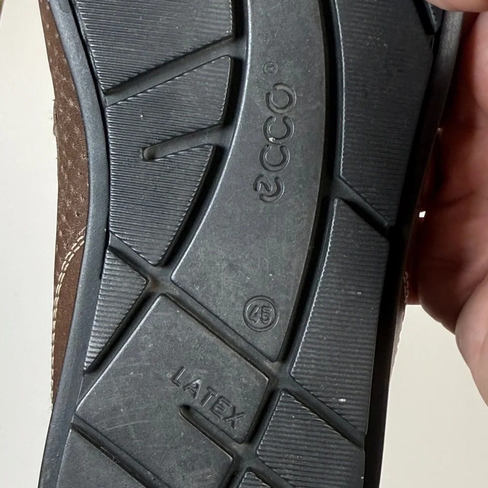 ECCO Men Brown Leather Perforated Moccasin Loafers EU 45 US 11-11.5 Driving Shoe
